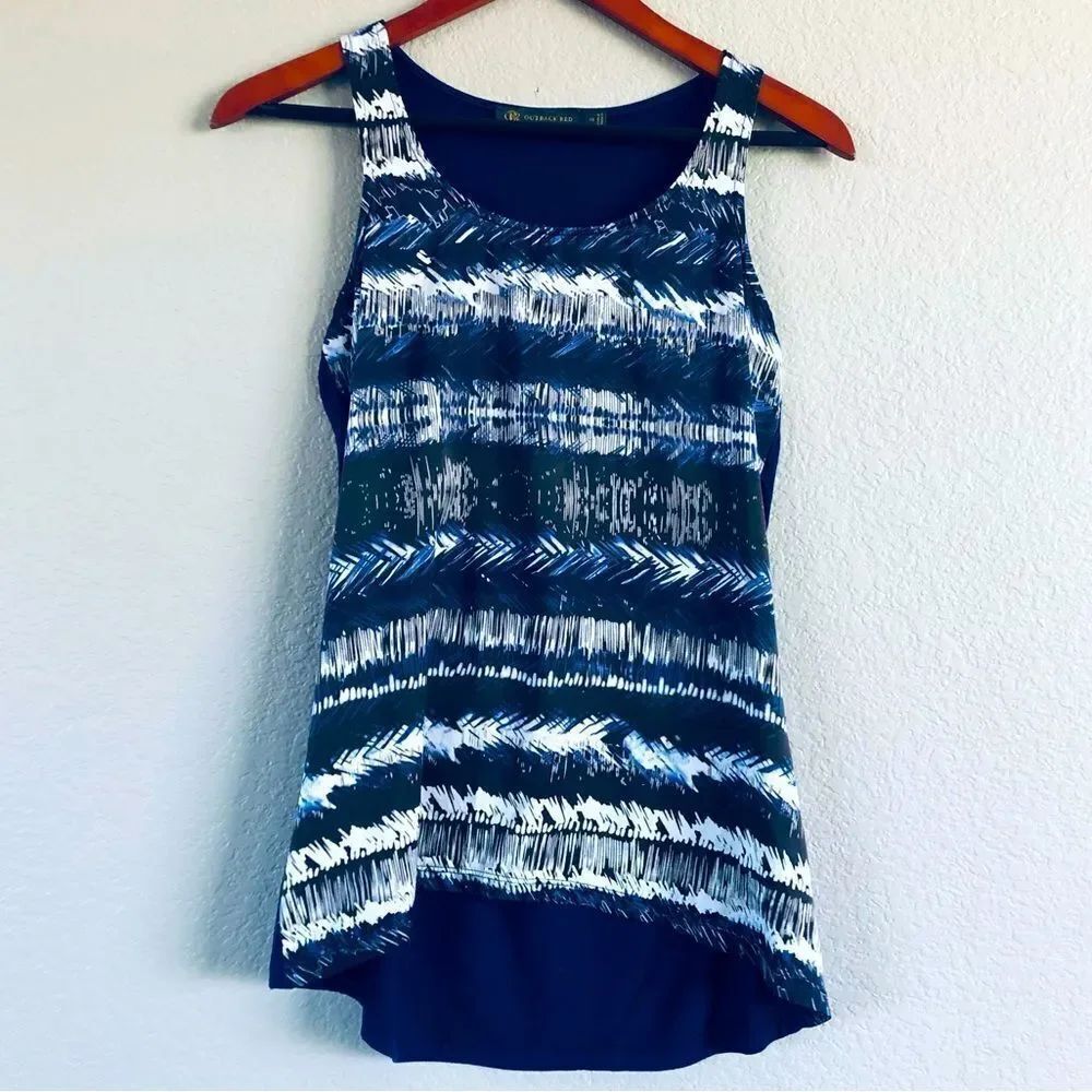 Outback Red Tribal Print Blue Tank Top XS